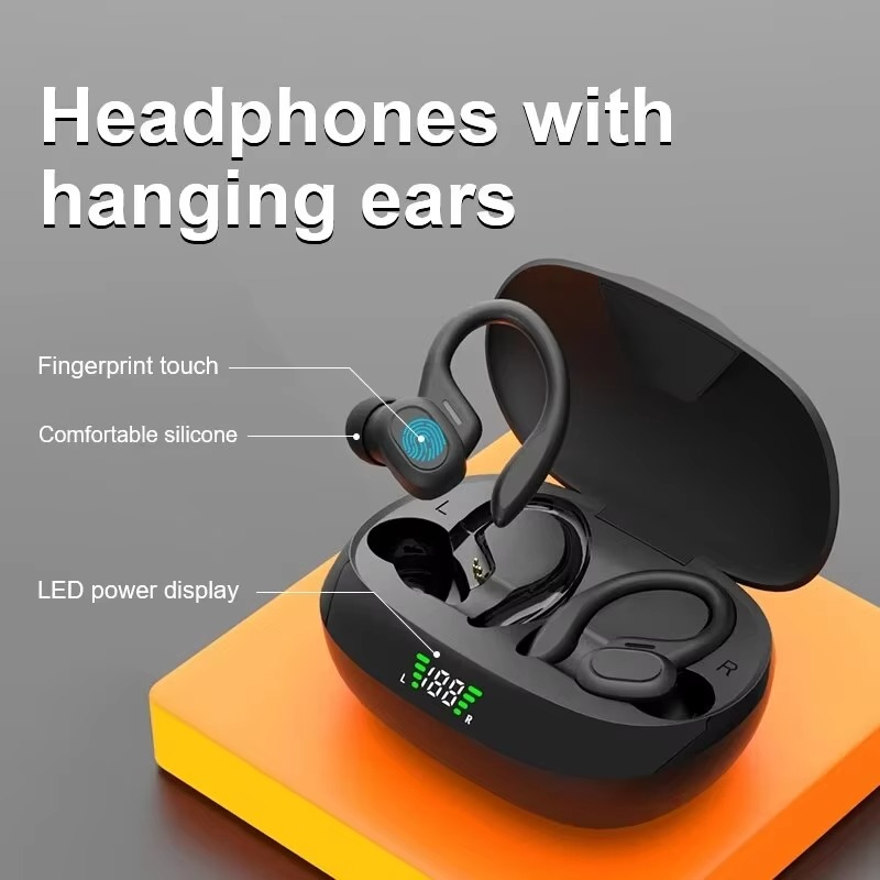 SP16 True Wireless Earbuds with Ear Hooks – Waterproof Sports Headphones with Mic and HiFi Stereo Sound