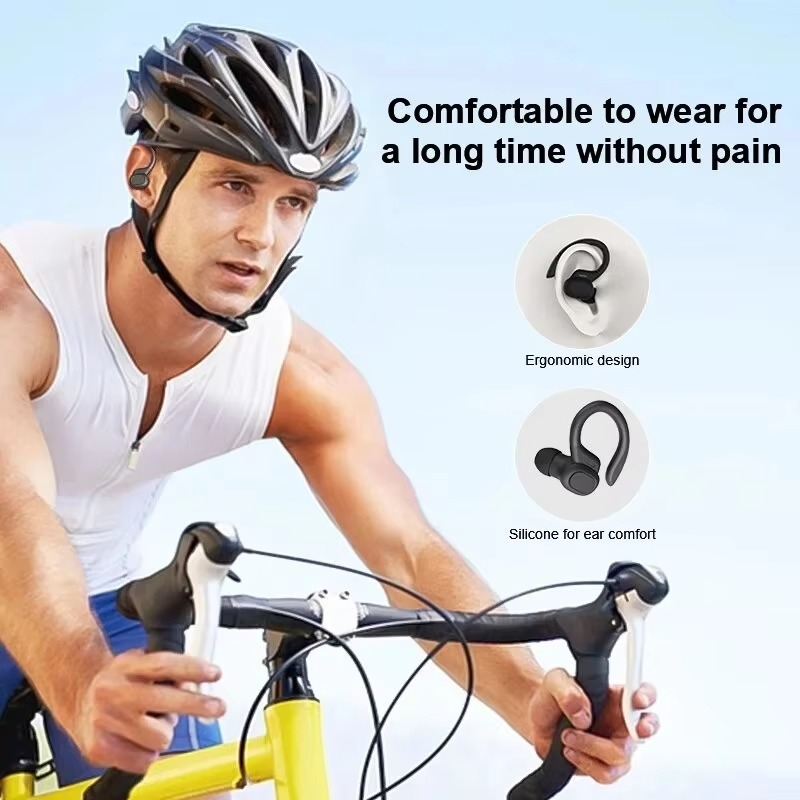 SP16 True Wireless Earbuds with Ear Hooks – Waterproof Sports Headphones with Mic and HiFi Stereo Sound