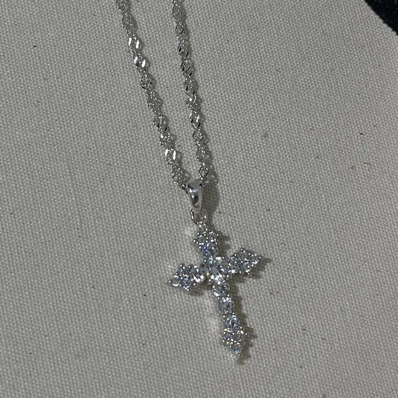 Sparkling Zirconia Cross Pendant Necklace