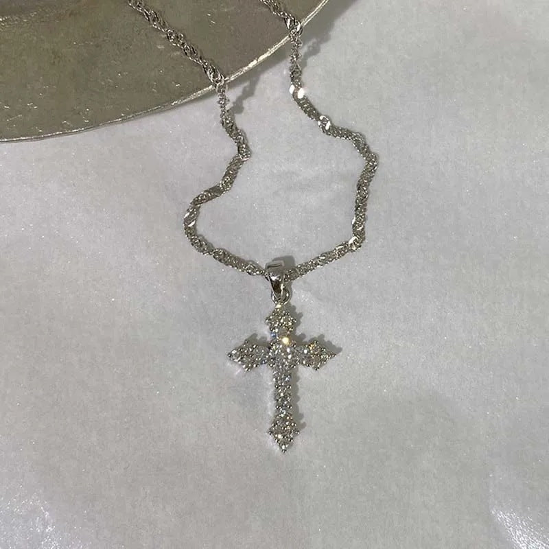 Sparkling Zirconia Cross Pendant Necklace