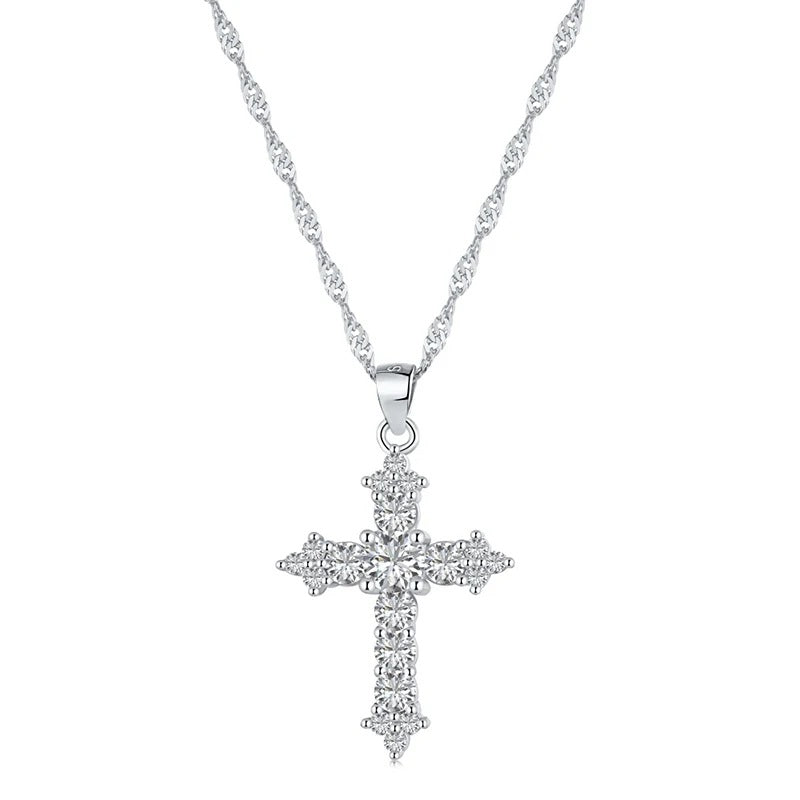 Sparkling Zirconia Cross Pendant Necklace