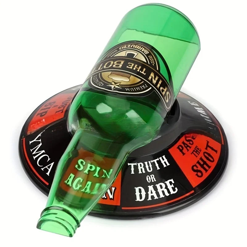 Spin the bottle game for parties with spinning base and 8 challenges, tabletop drinking game for adults, plastic