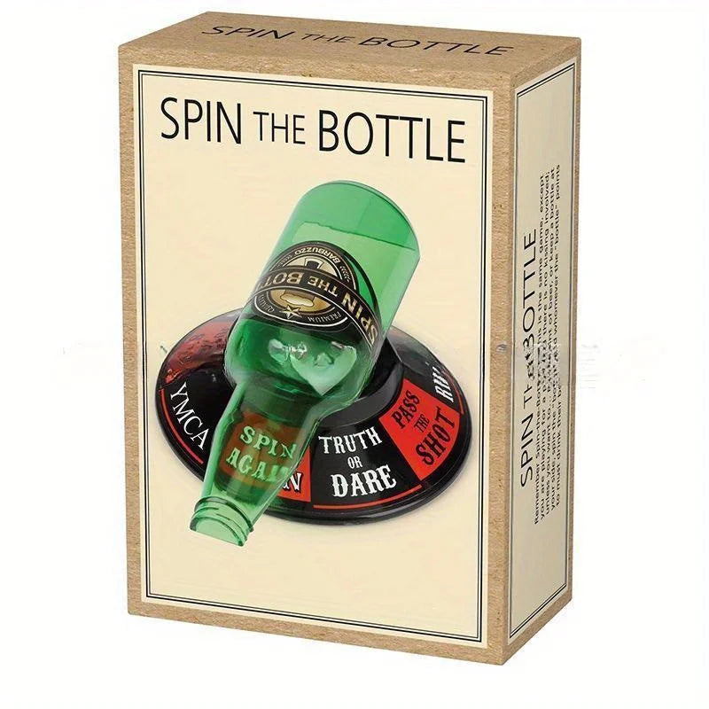 Spin the bottle game for parties with spinning base and 8 challenges, tabletop drinking game for adults, plastic