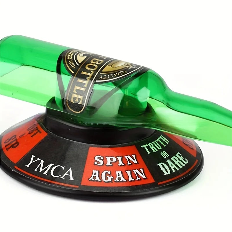 Spin the bottle game for parties with spinning base and 8 challenges, tabletop drinking game for adults, plastic