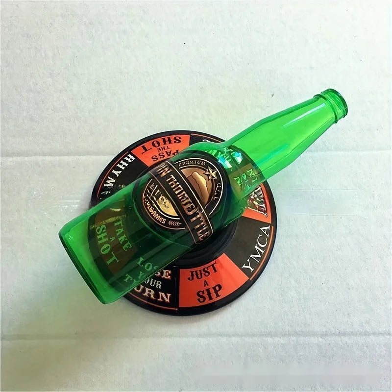 Spin the bottle game for parties with spinning base and 8 challenges, tabletop drinking game for adults, plastic