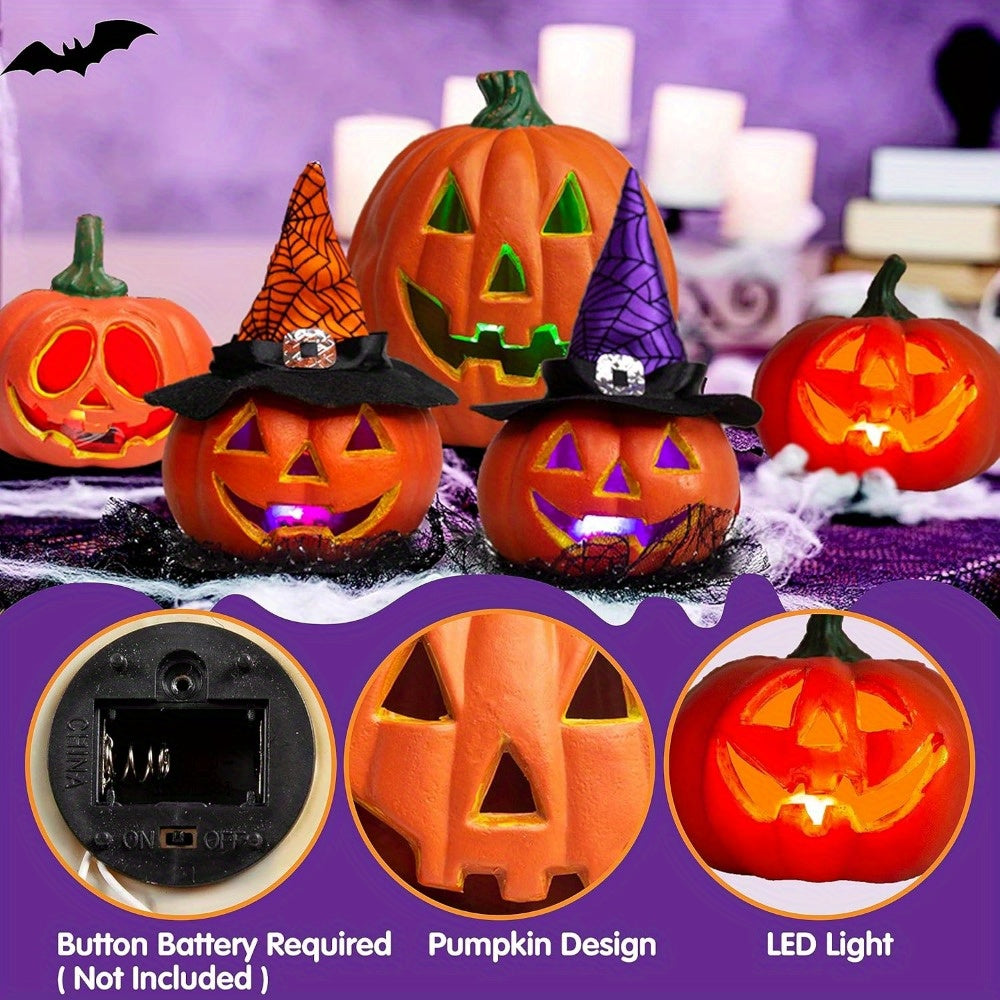 Spooky Jack O'Lantern Set – Light-Up Battery Halloween Pumpkin Decor