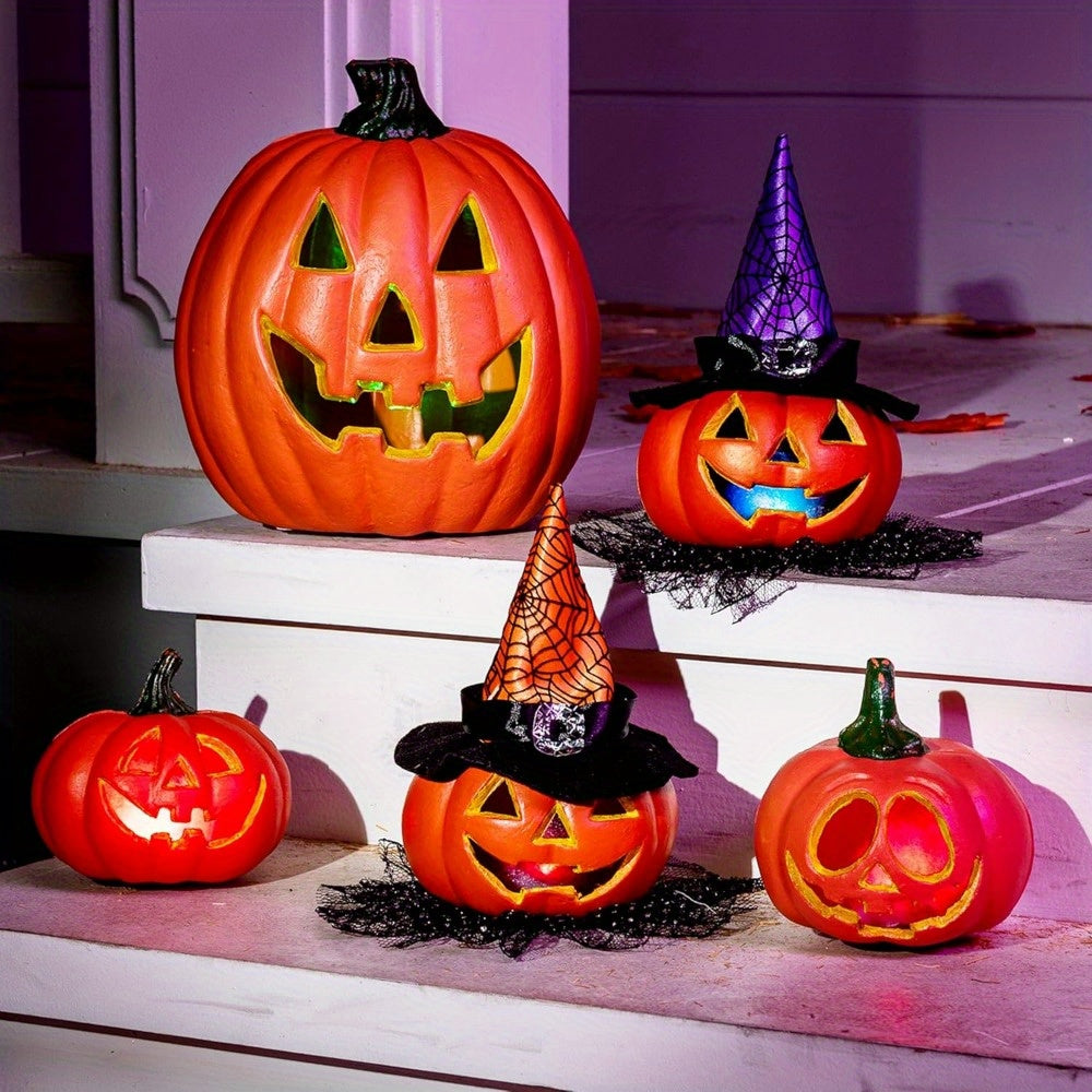 Spooky Jack O'Lantern Set – Light-Up Battery Halloween Pumpkin Decor