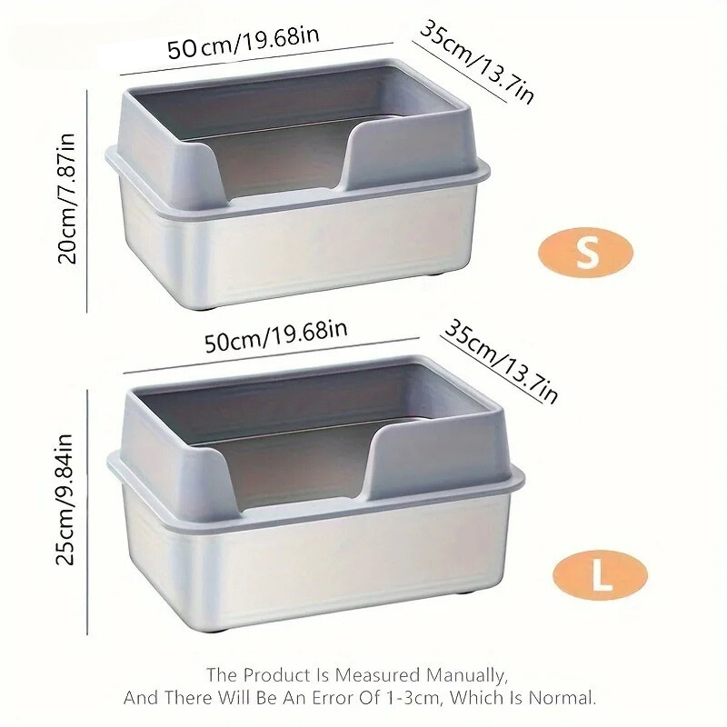 Stainless Steel Cat Litter Box – Non-Stick High Wall Enclosure