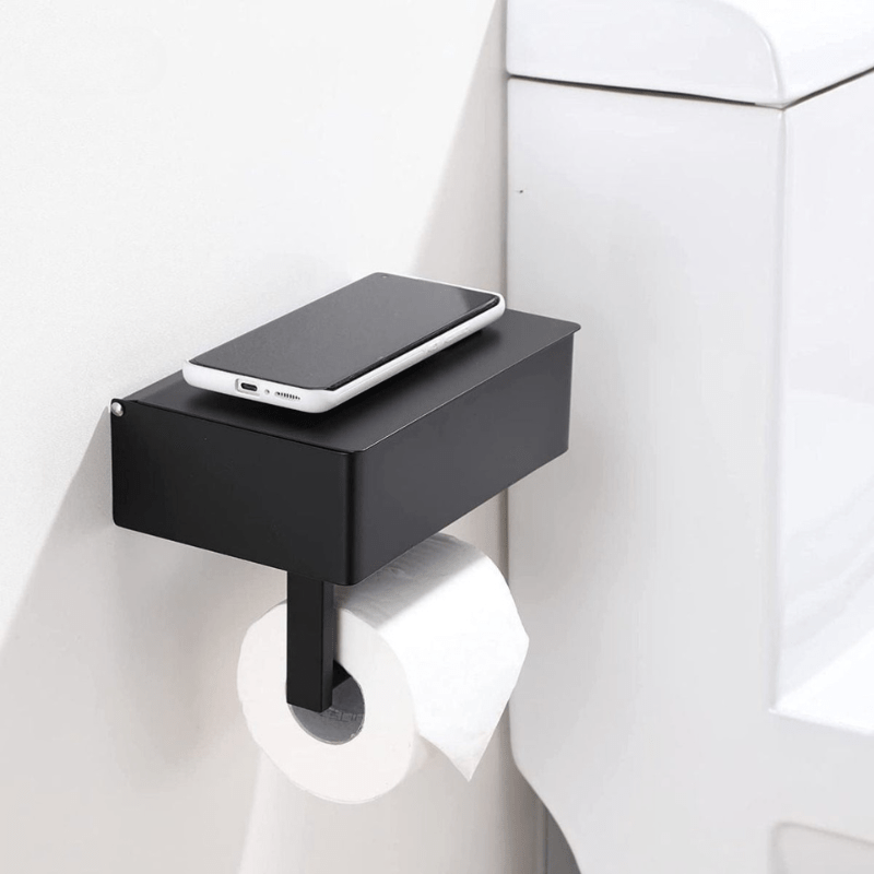 Stainless Steel Toilet Paper Holder with Multifunctional Storage Compartment