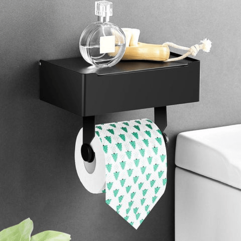 Stainless Steel Toilet Paper Holder with Multifunctional Storage Compartment