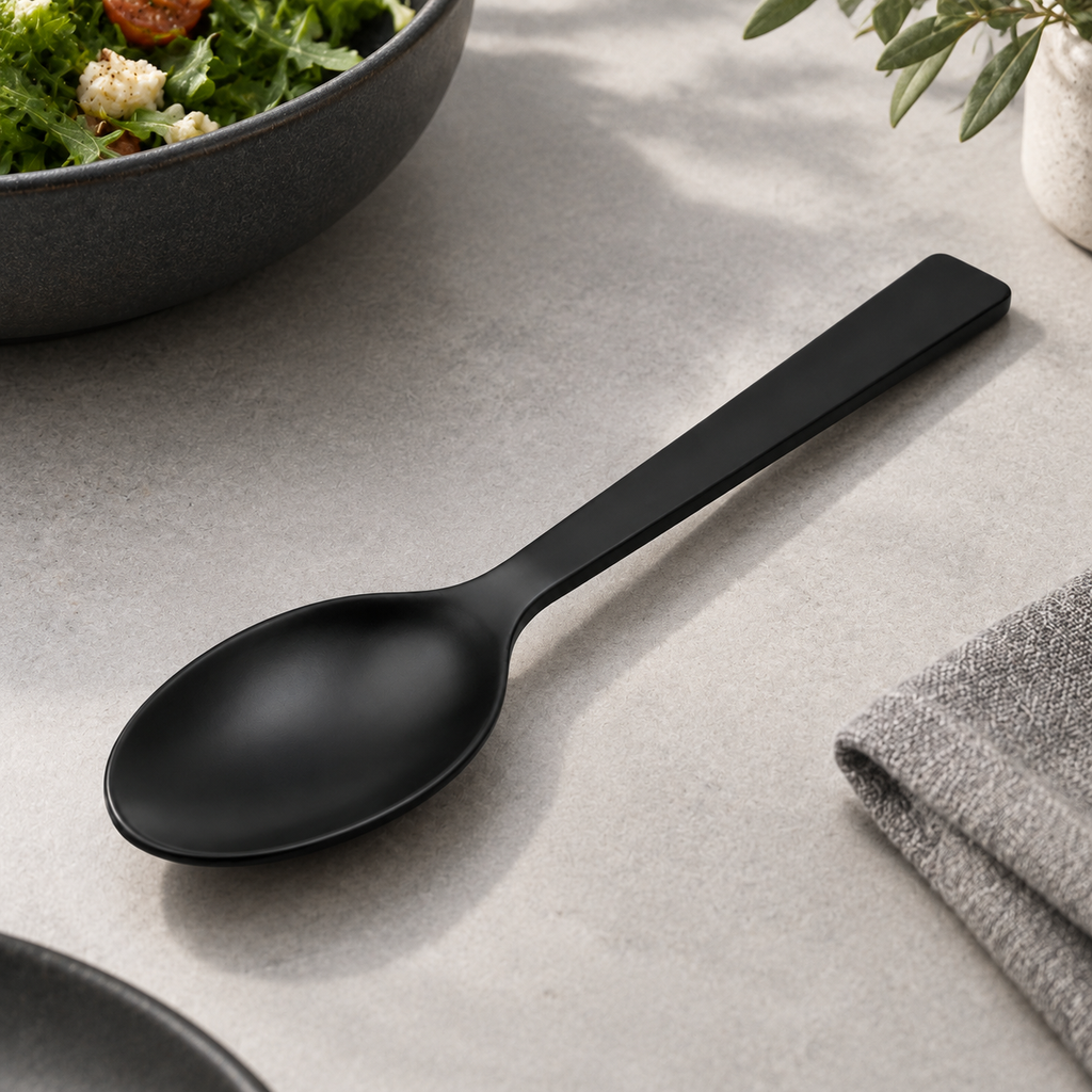 SHOPAVERLY Black Stainless Steel Table Spoon 20 cm Matte
