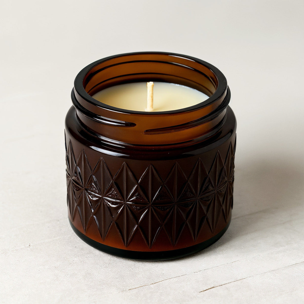SHOPAVERLY Cedarwood Musk Soy Candle — Dark Brown Jar with Embossed Texture