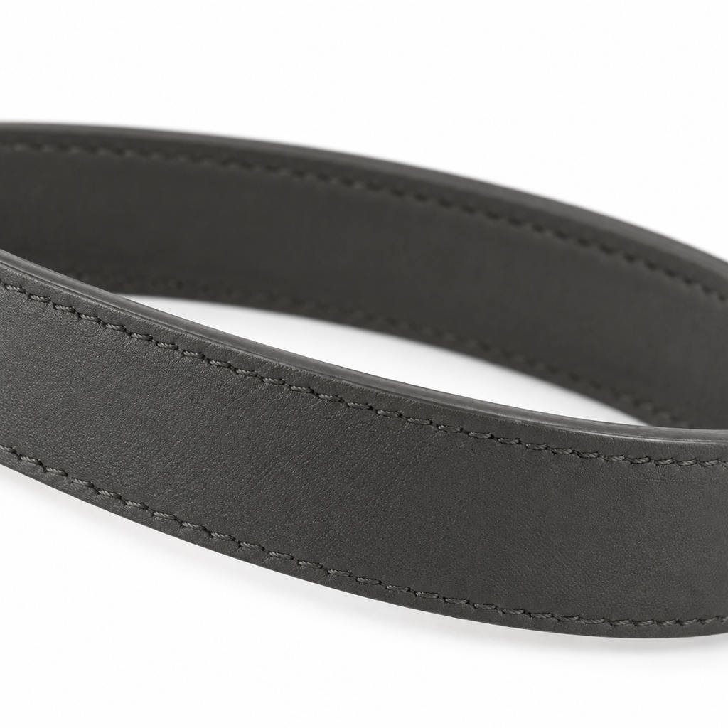 SHOPAVERLY Charcoal Gray Belt with Chain Detail Vegan Leather