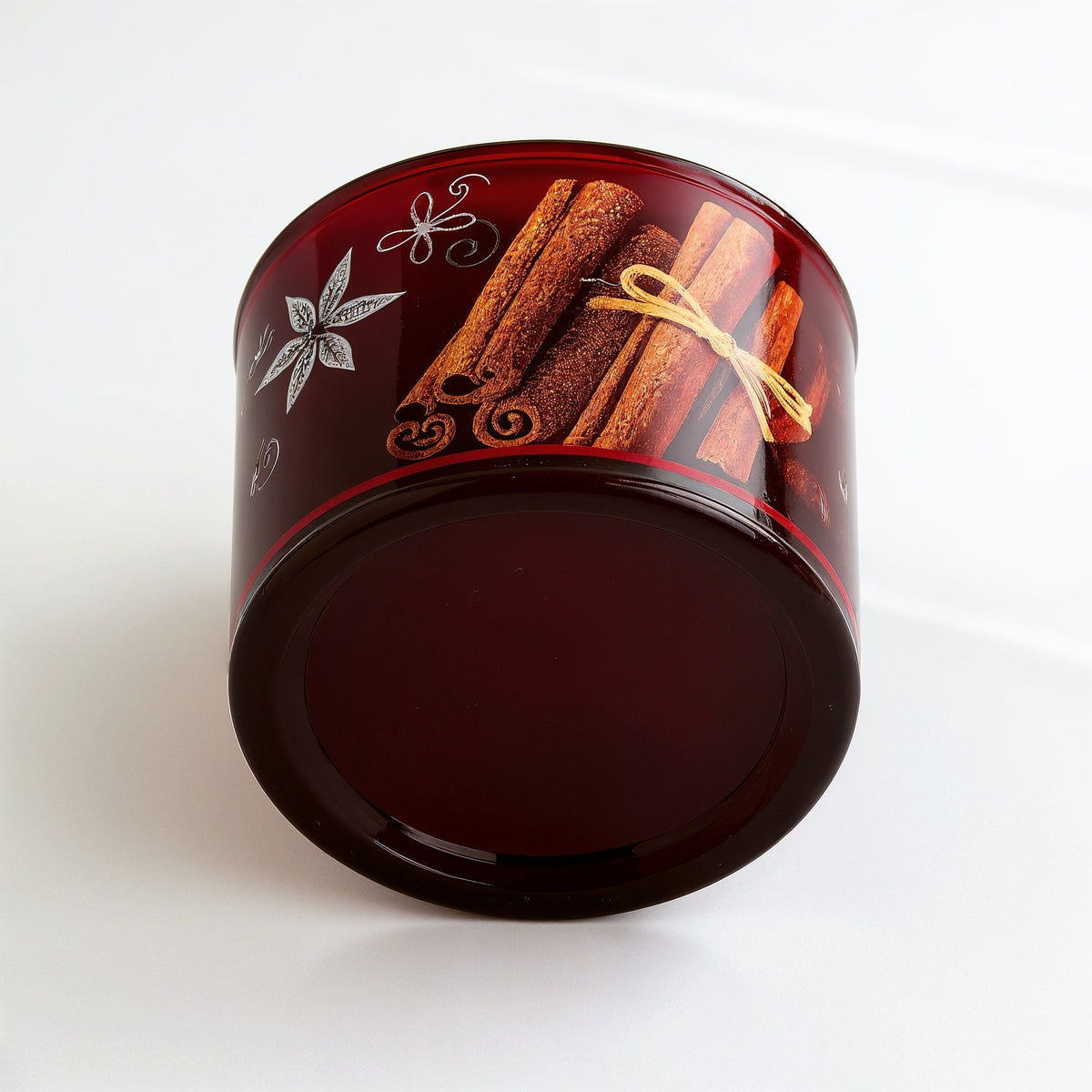 SHOPAVERLY Cinnamon Spice Soy Candle — Dark Red Jar with Cinnamon Motif