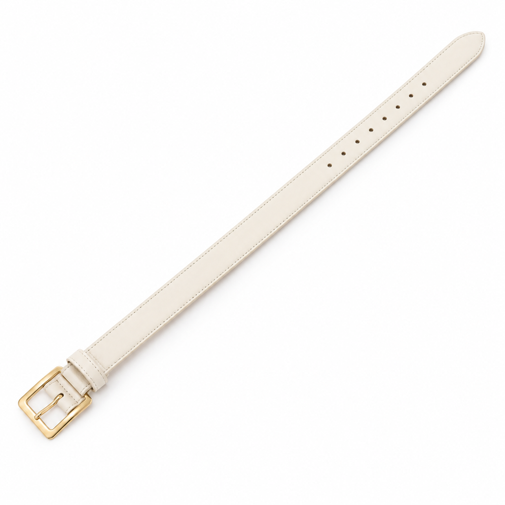 SHOPAVERLY Cream Belt with Gold Buckle 1.4 inch Unisex