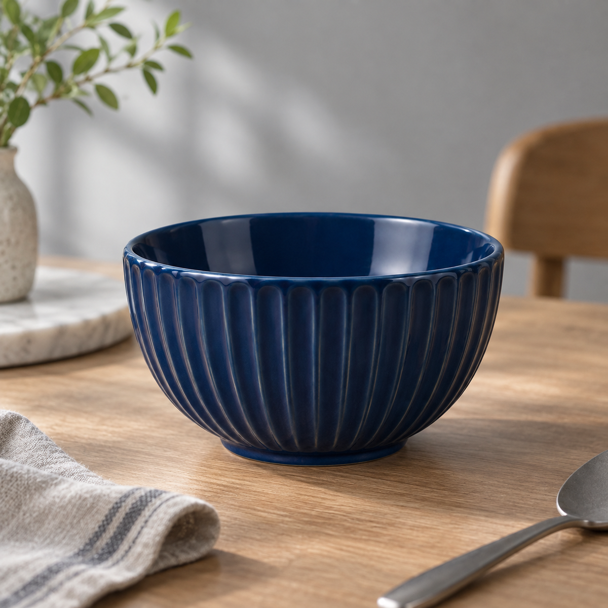 SHOPAVERLY Deep Blue Ceramic Bowl 15 cm Individual Portion