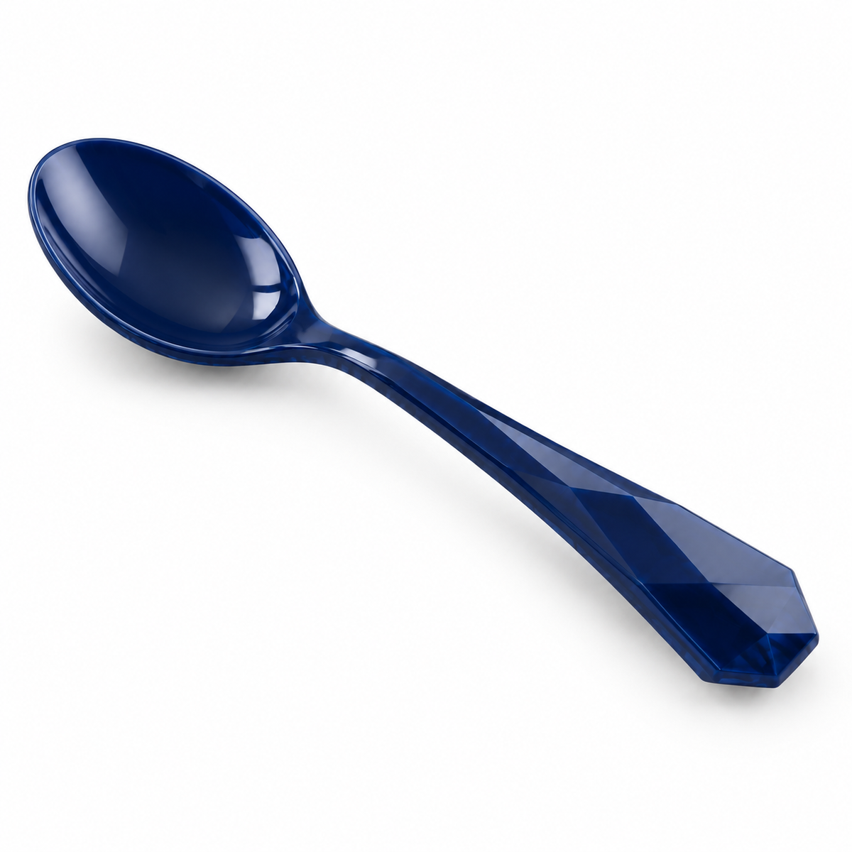 SHOPAVERLY Deep Blue Faceted Spoon 5.9 in Lightweight Everyday