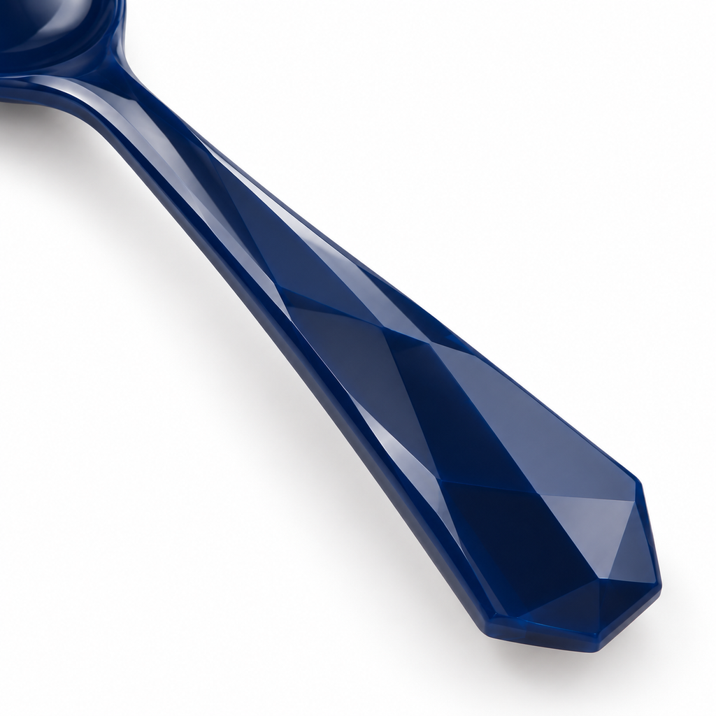 SHOPAVERLY Deep Blue Faceted Spoon 5.9 in Lightweight Everyday