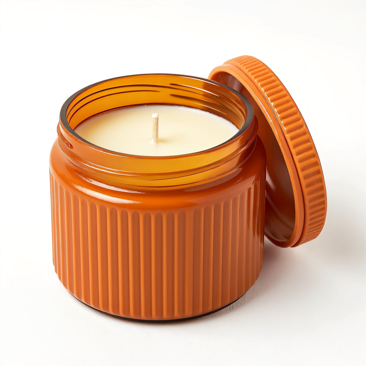 SHOPAVERLY Ginger Spice Soy Candle — Orange Jar with Ribbed Texture