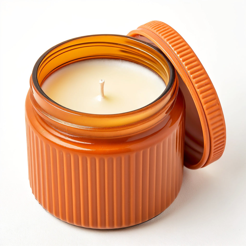 SHOPAVERLY Ginger Spice Soy Candle — Orange Jar with Ribbed Texture