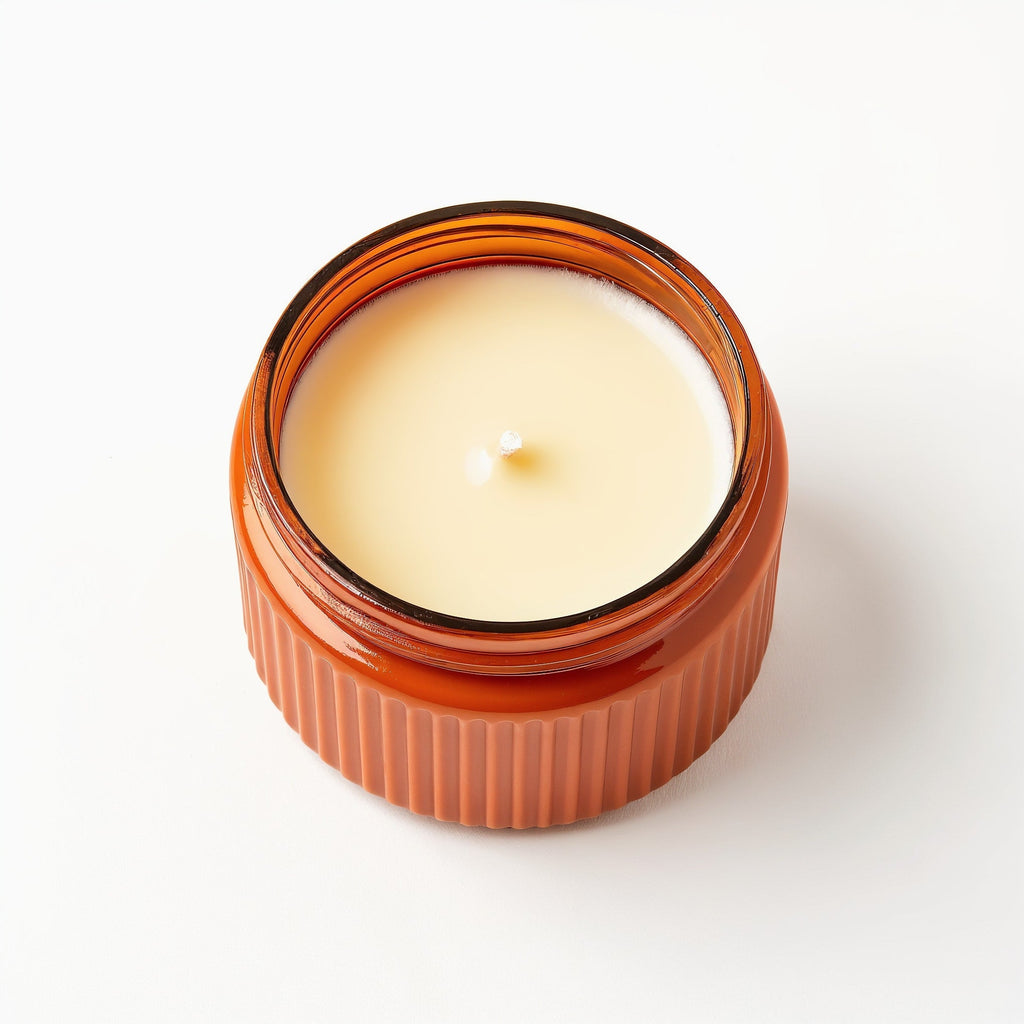 SHOPAVERLY Ginger Spice Soy Candle — Orange Jar with Ribbed Texture