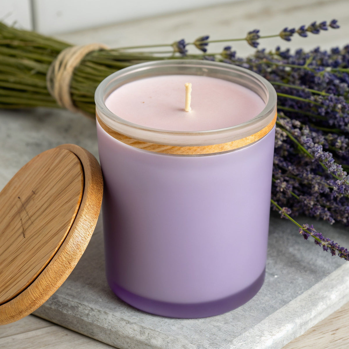 SHOPAVERLY Lavender Fields Soy Candle in Matte Glass Jar