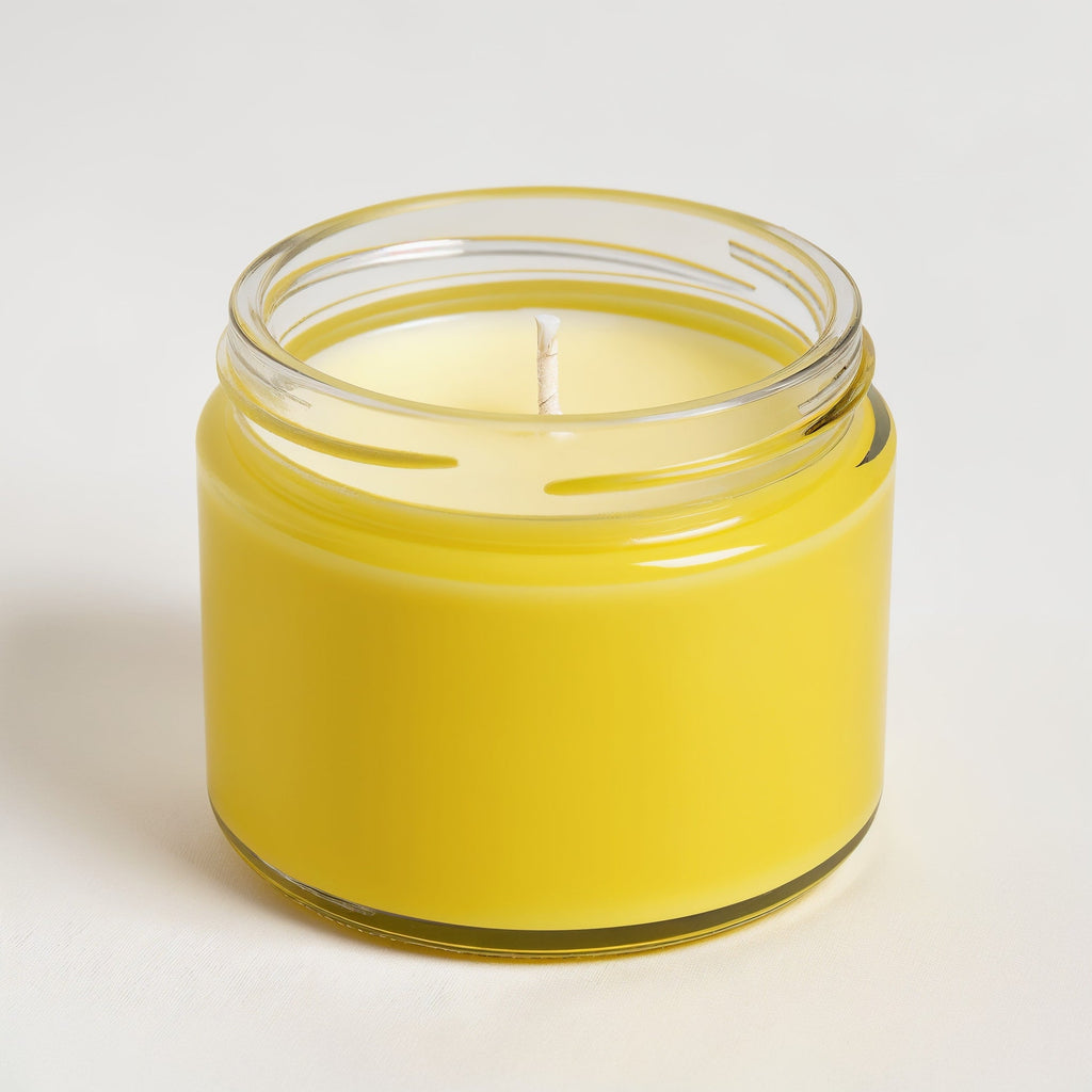 SHOPAVERLY Lemongrass Soy Candle — Bright Yellow Jar with Minimalistic Design