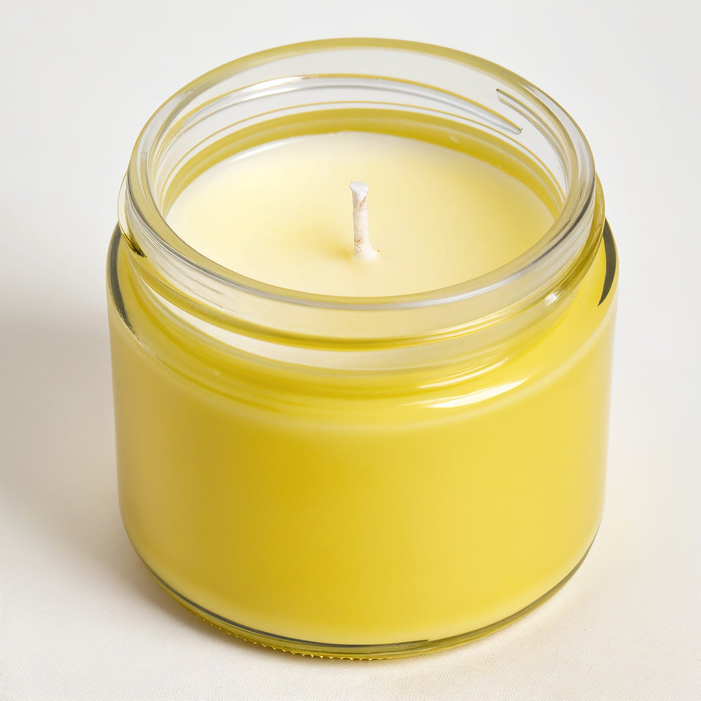 SHOPAVERLY Lemongrass Soy Candle — Bright Yellow Jar with Minimalistic Design