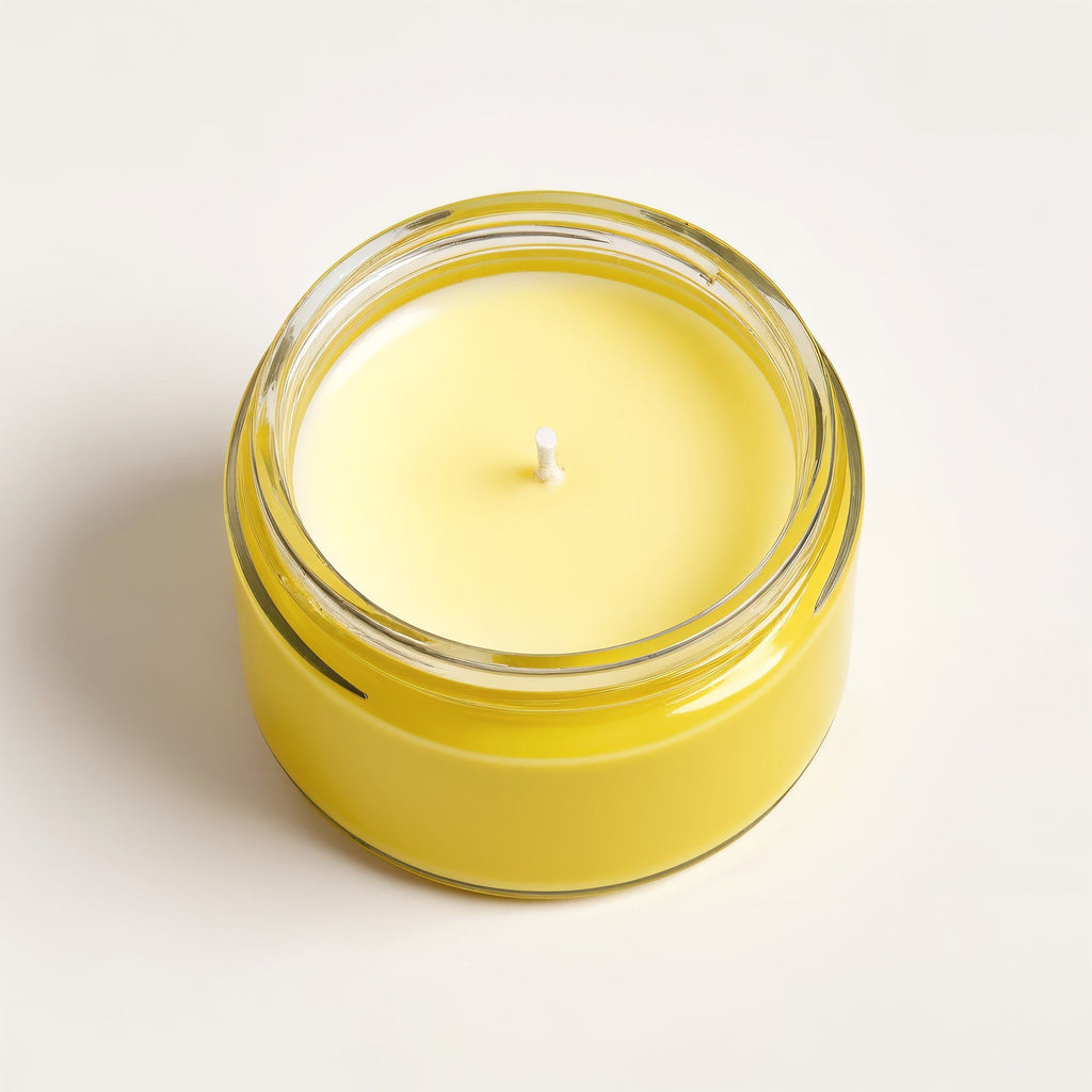 SHOPAVERLY Lemongrass Soy Candle — Bright Yellow Jar with Minimalistic Design