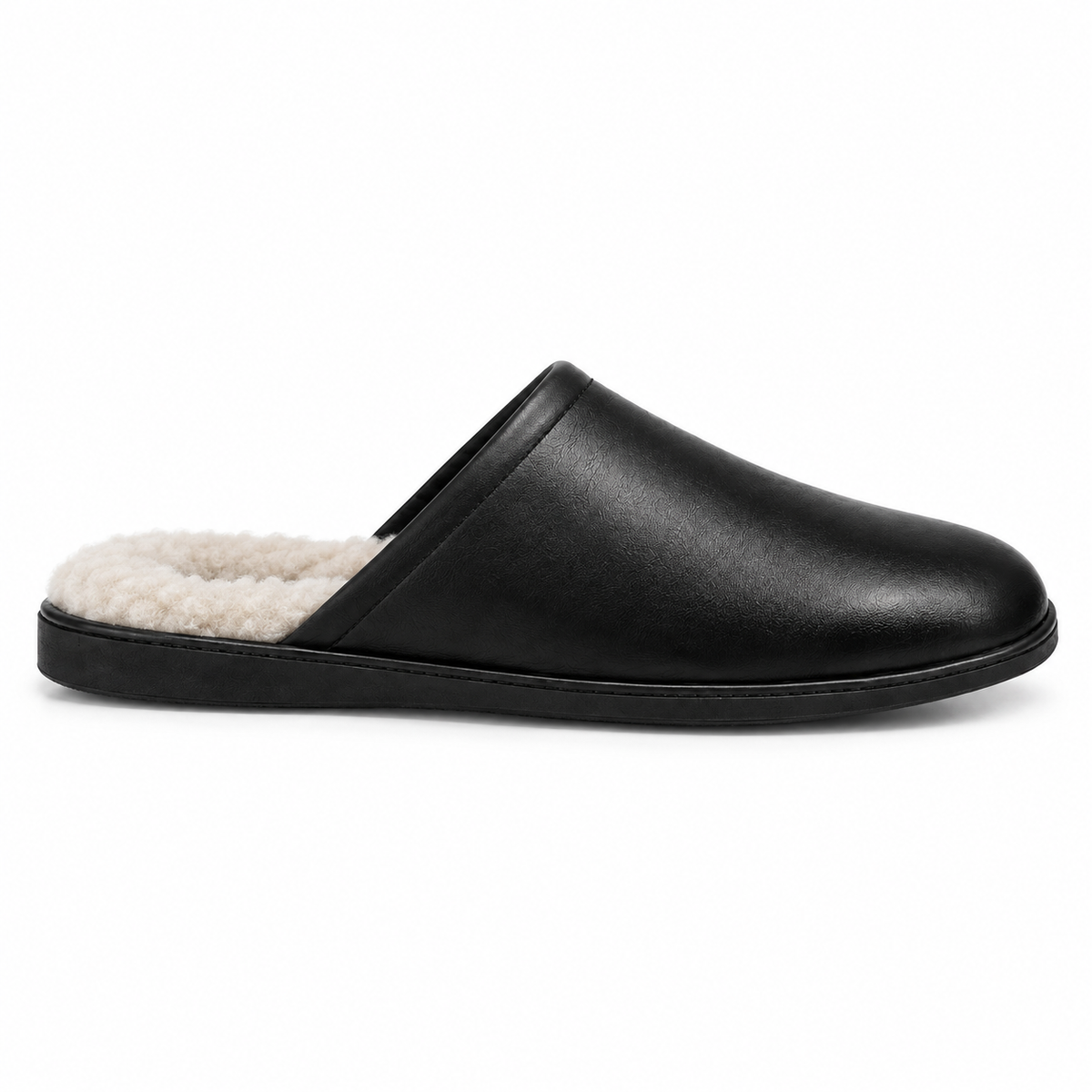 SHOPAVERLY Men's Faux Fur Lined Slippers Black Indoor