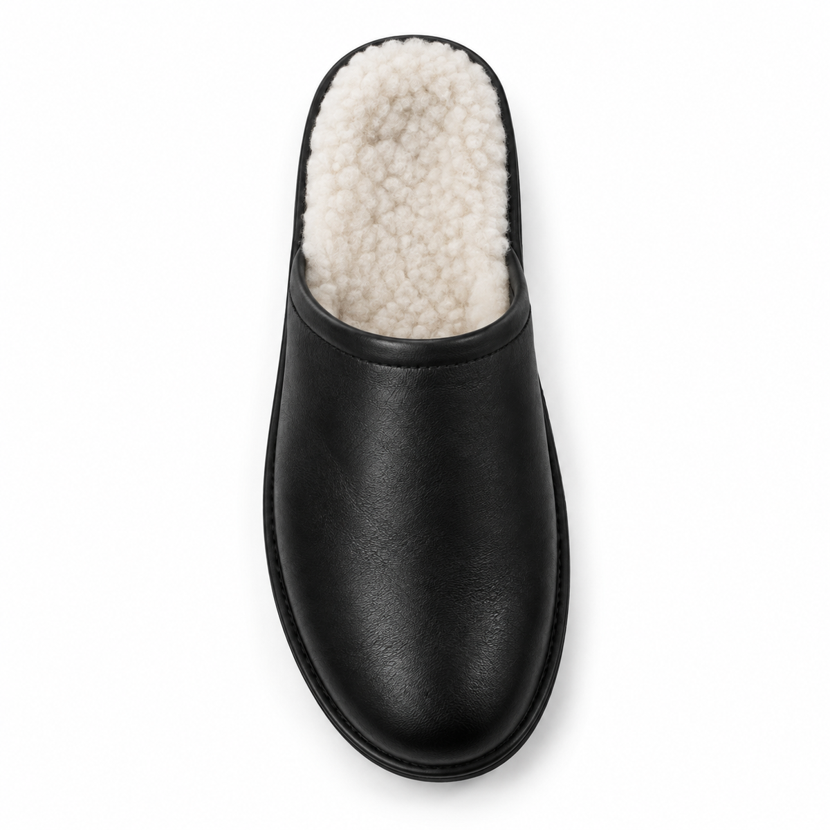 SHOPAVERLY Men's Faux Fur Lined Slippers Black Indoor