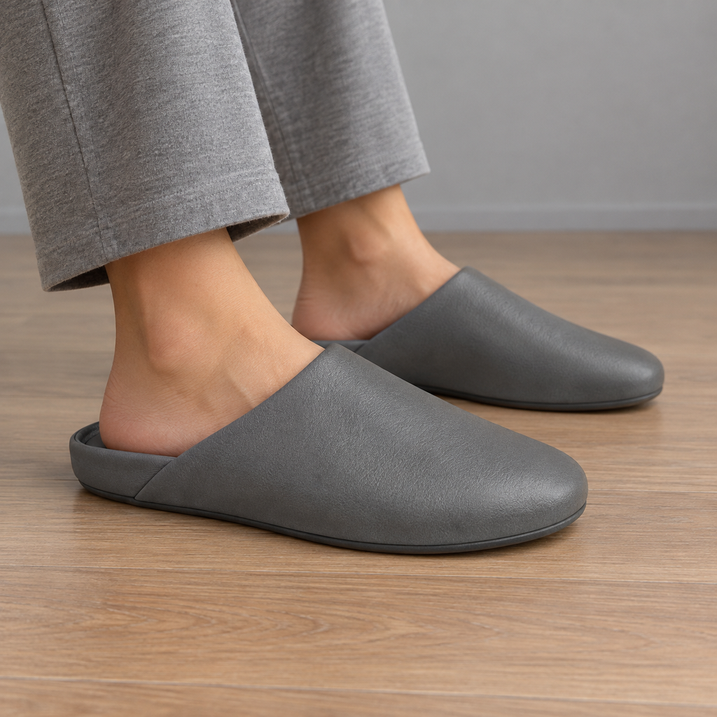 SHOPAVERLY Men's Gray Slip-On Slippers Everyday Indoor