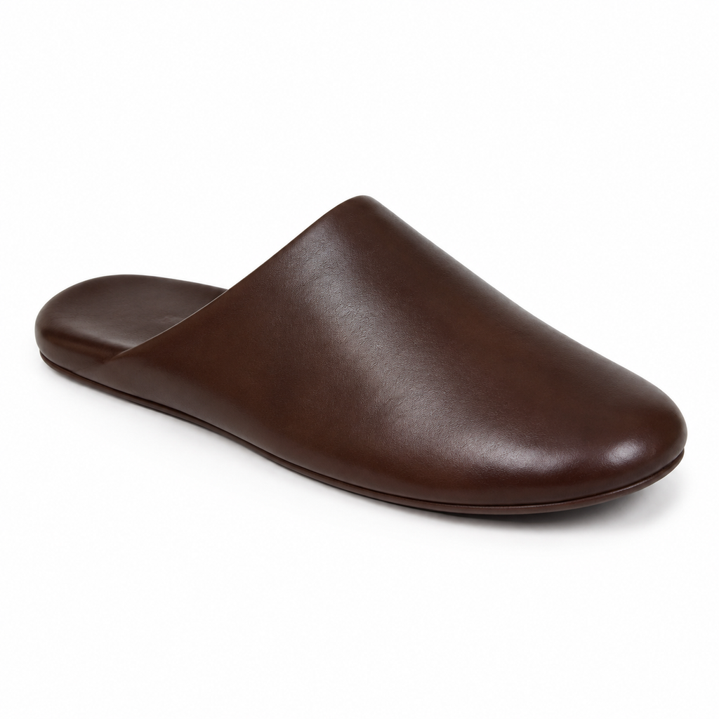 SHOPAVERLY Men's Rich Brown Slip-On Slippers Firm Sole