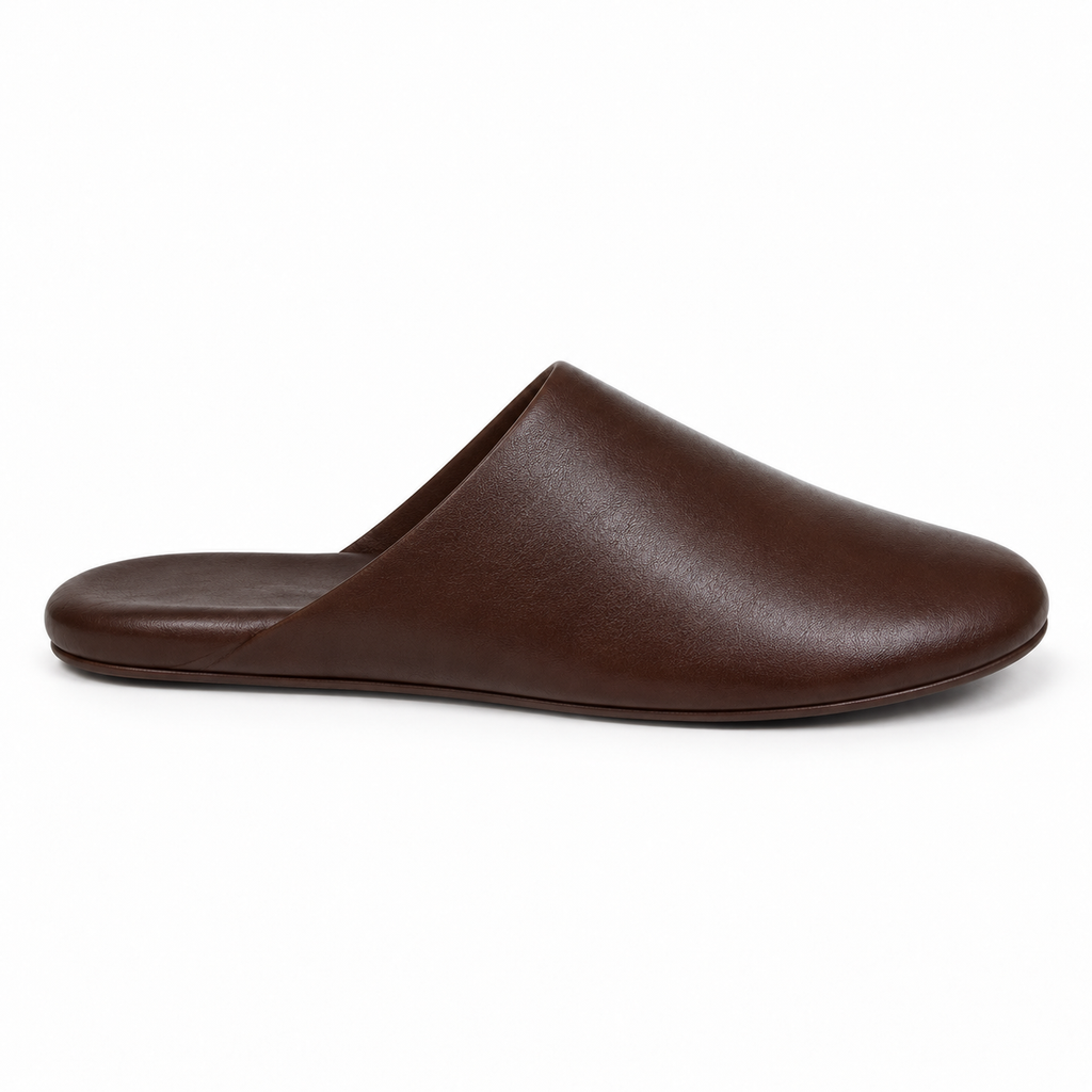 SHOPAVERLY Men's Rich Brown Slip-On Slippers Firm Sole