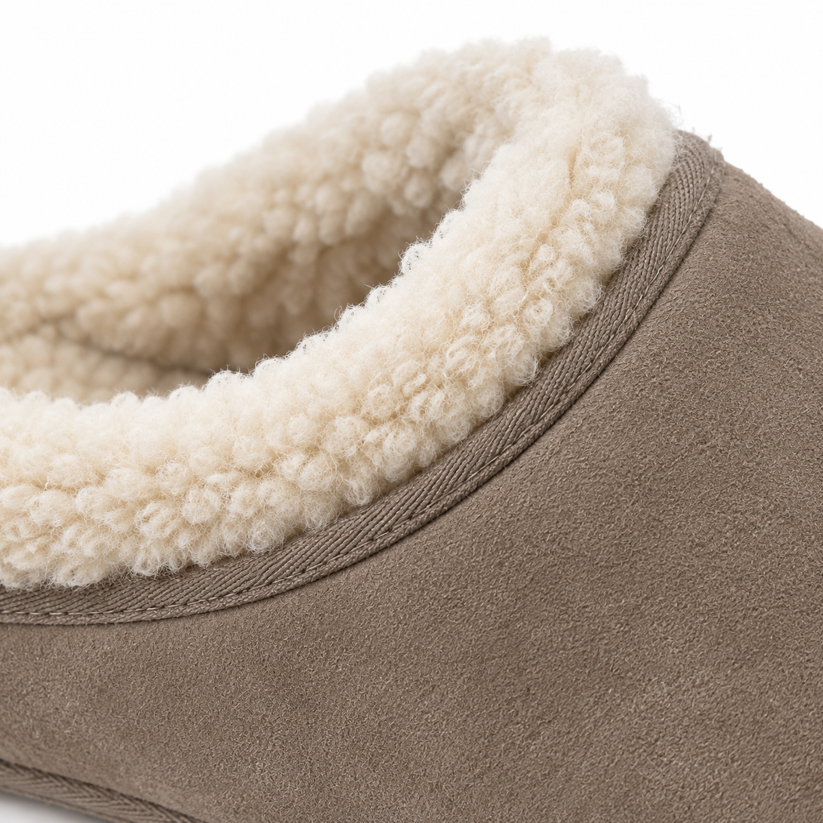 SHOPAVERLY Men's Taupe Suede Slippers Faux Shearling Lined