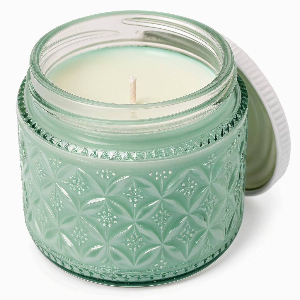 SHOPAVERLY Mint Refresh Soy Candle in Embossed Mint Green Jar