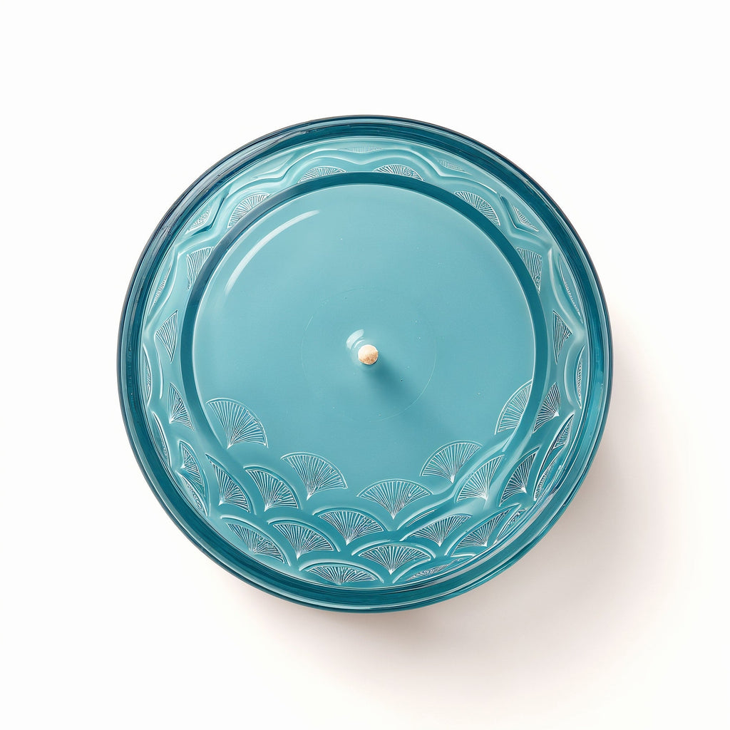 SHOPAVERLY Ocean Mist Soy Candle in Blue Glass Jar with Wave Pattern
