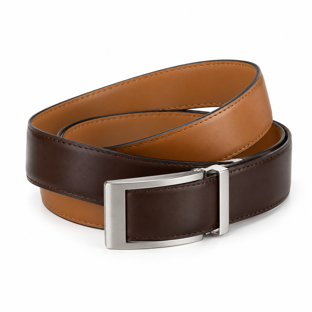 SHOPAVERLY Reversible Belt 1.4 inch Brown and Tan Two Belts in One