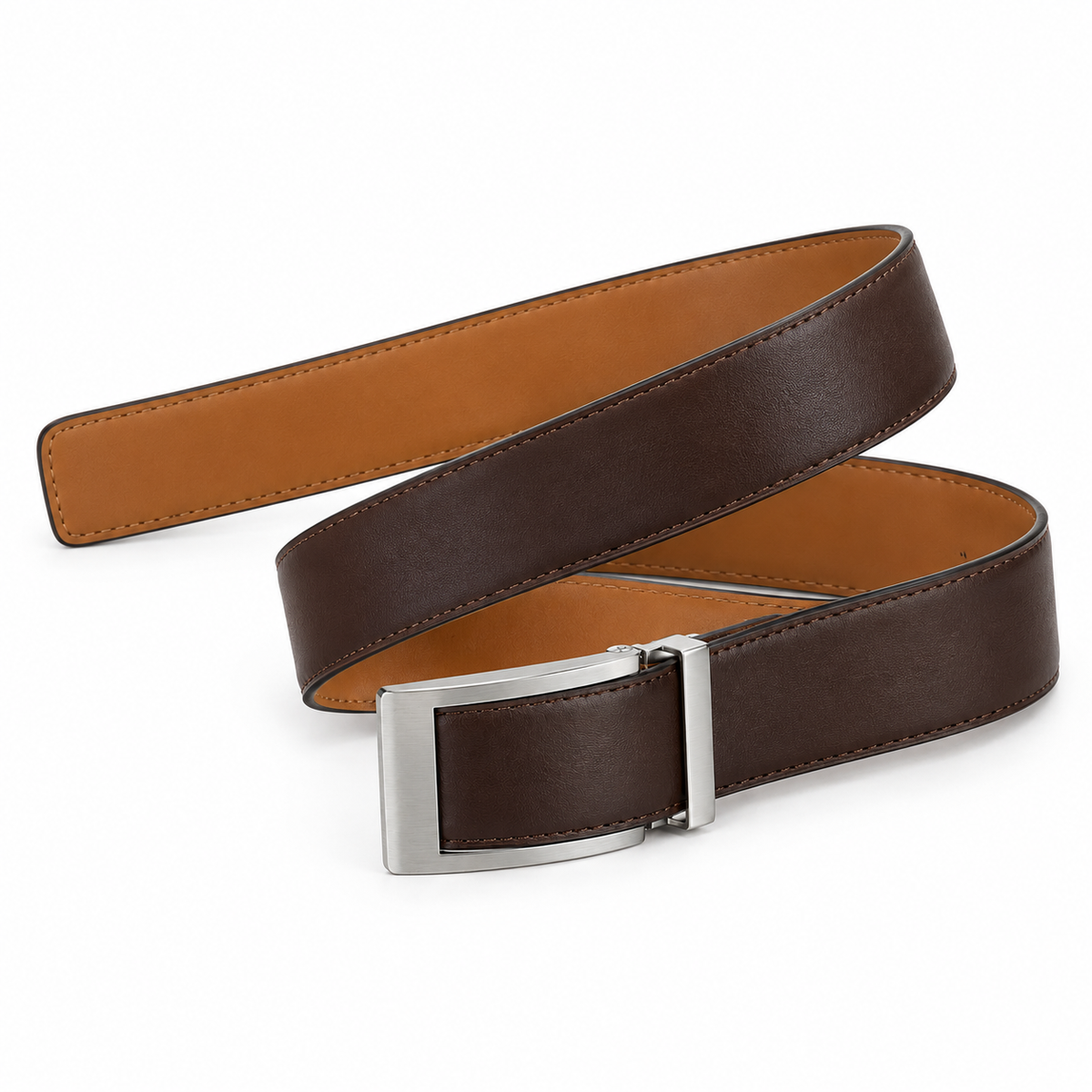 SHOPAVERLY Reversible Belt 1.4 inch Brown and Tan Two Belts in One