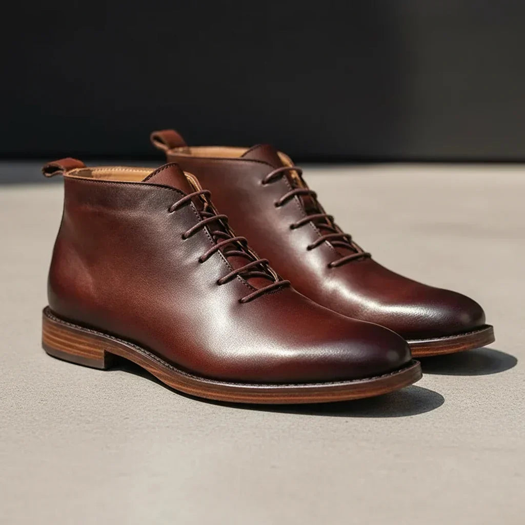 SHOPAVERLY Robbin – Hand-Finished Genuine Leather Ankle Boots for Men
