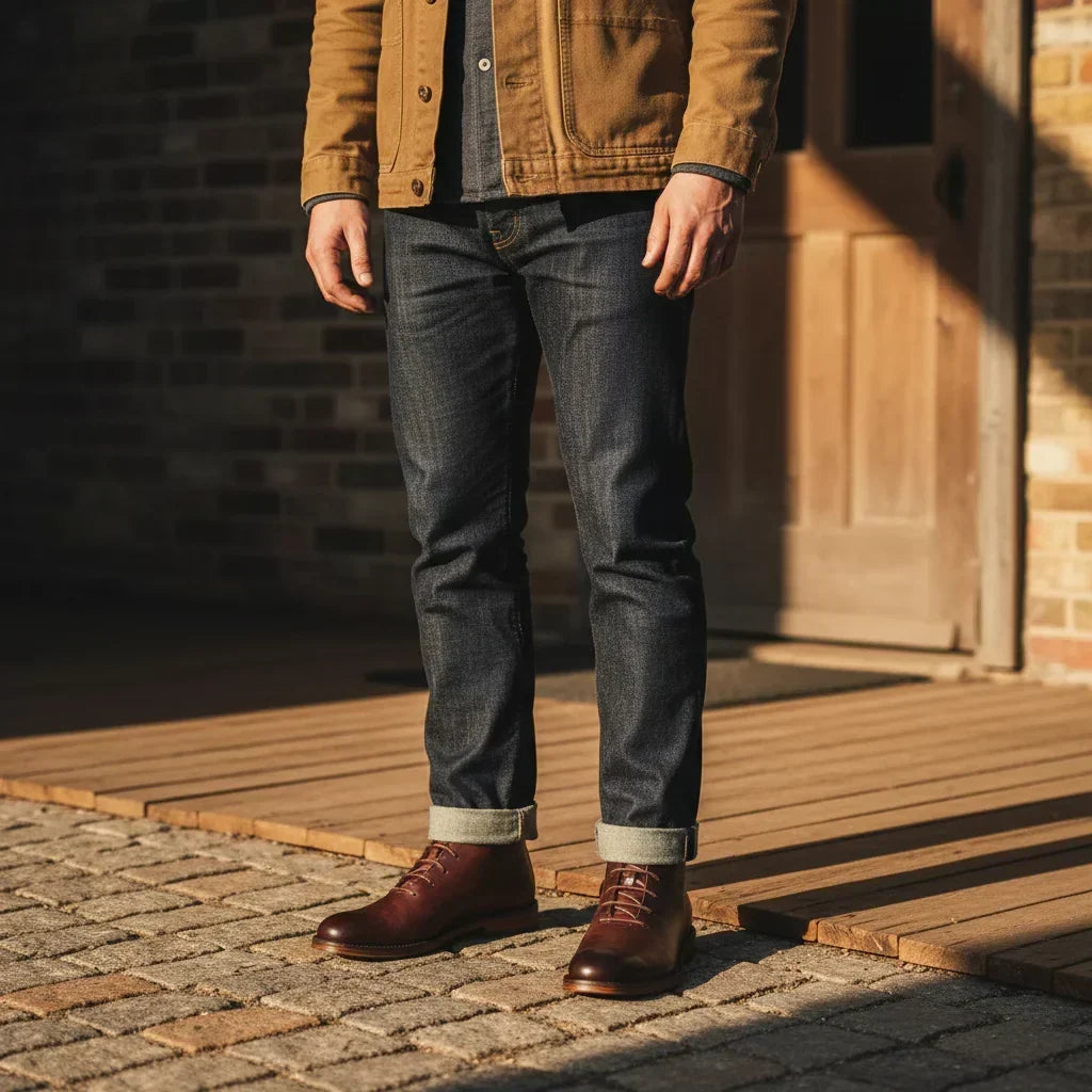 SHOPAVERLY Robbin – Hand-Finished Genuine Leather Ankle Boots for Men
