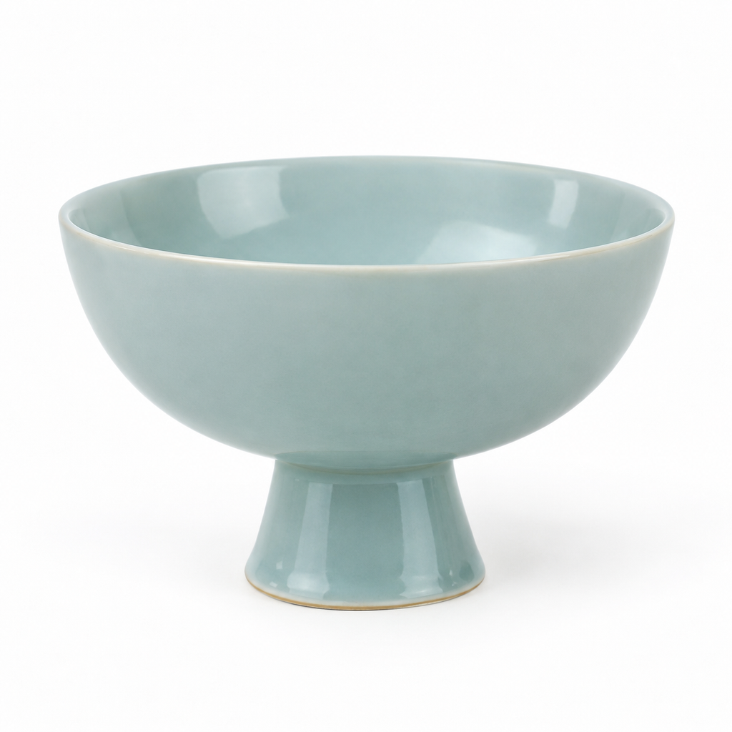 SHOPAVERLY Sky Blue Pedestal Bowl 20 cm Raised Ceramic Decor