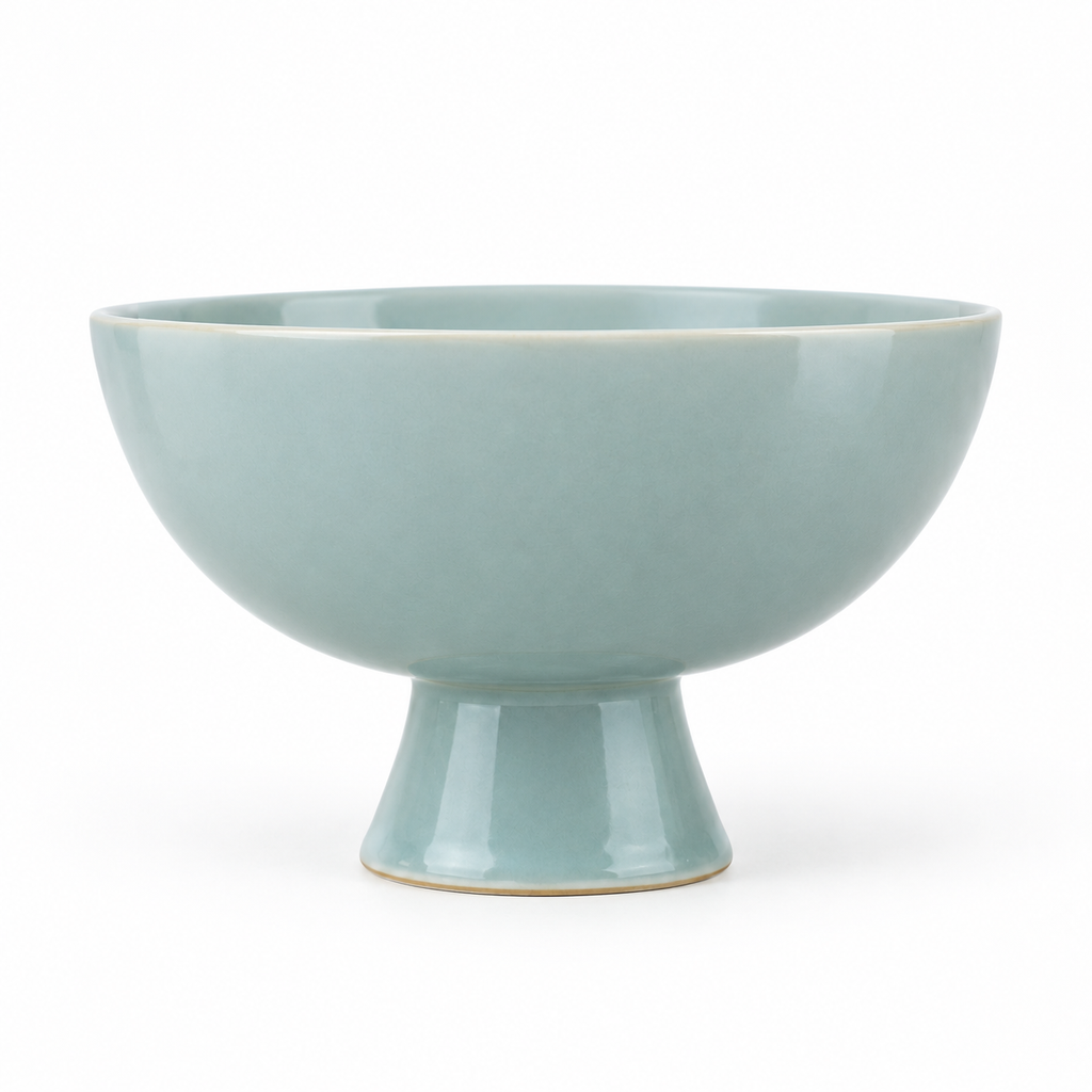 SHOPAVERLY Sky Blue Pedestal Bowl 20 cm Raised Ceramic Decor