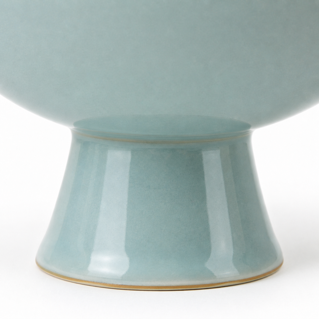 SHOPAVERLY Sky Blue Pedestal Bowl 20 cm Raised Ceramic Decor