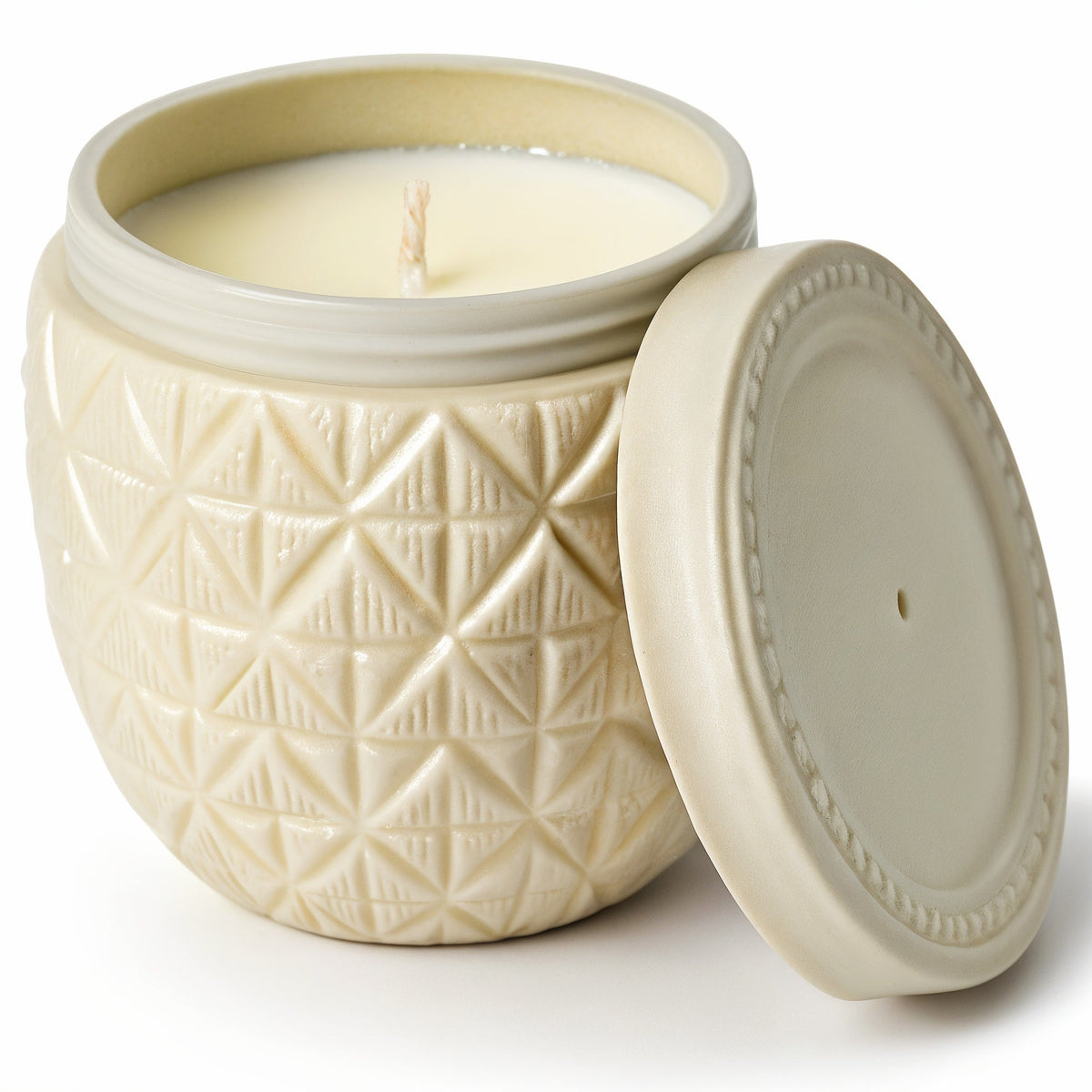 SHOPAVERLY Vanilla Coconut Soy Candle - Ivory Jar with Coconut Texture