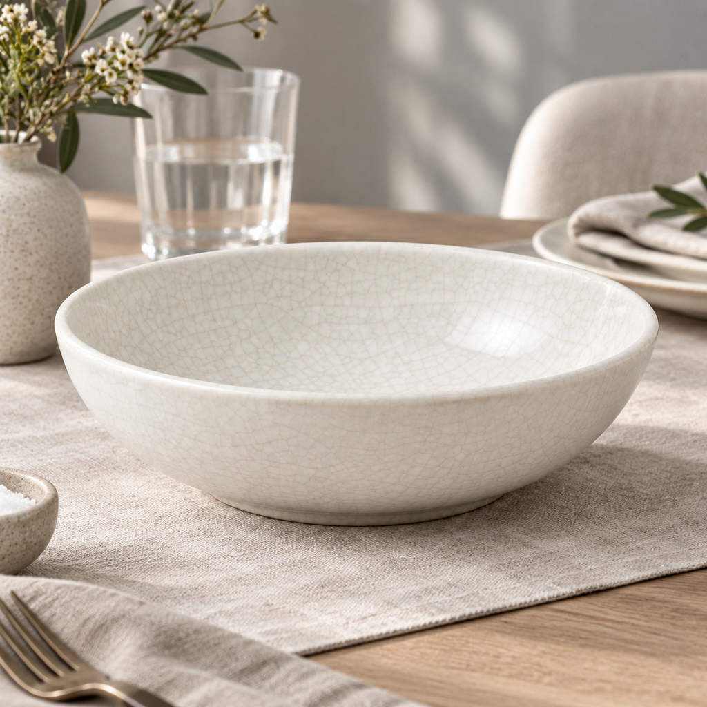 SHOPAVERLY White Ceramic Pasta Bowl 25 cm Wide Shallow