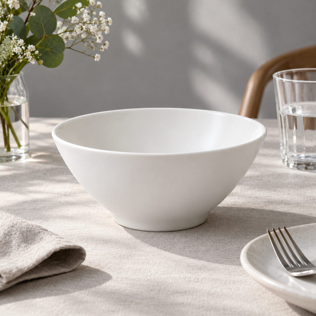 SHOPAVERLY White Porcelain Serving Bowl 25 cm Minimalist