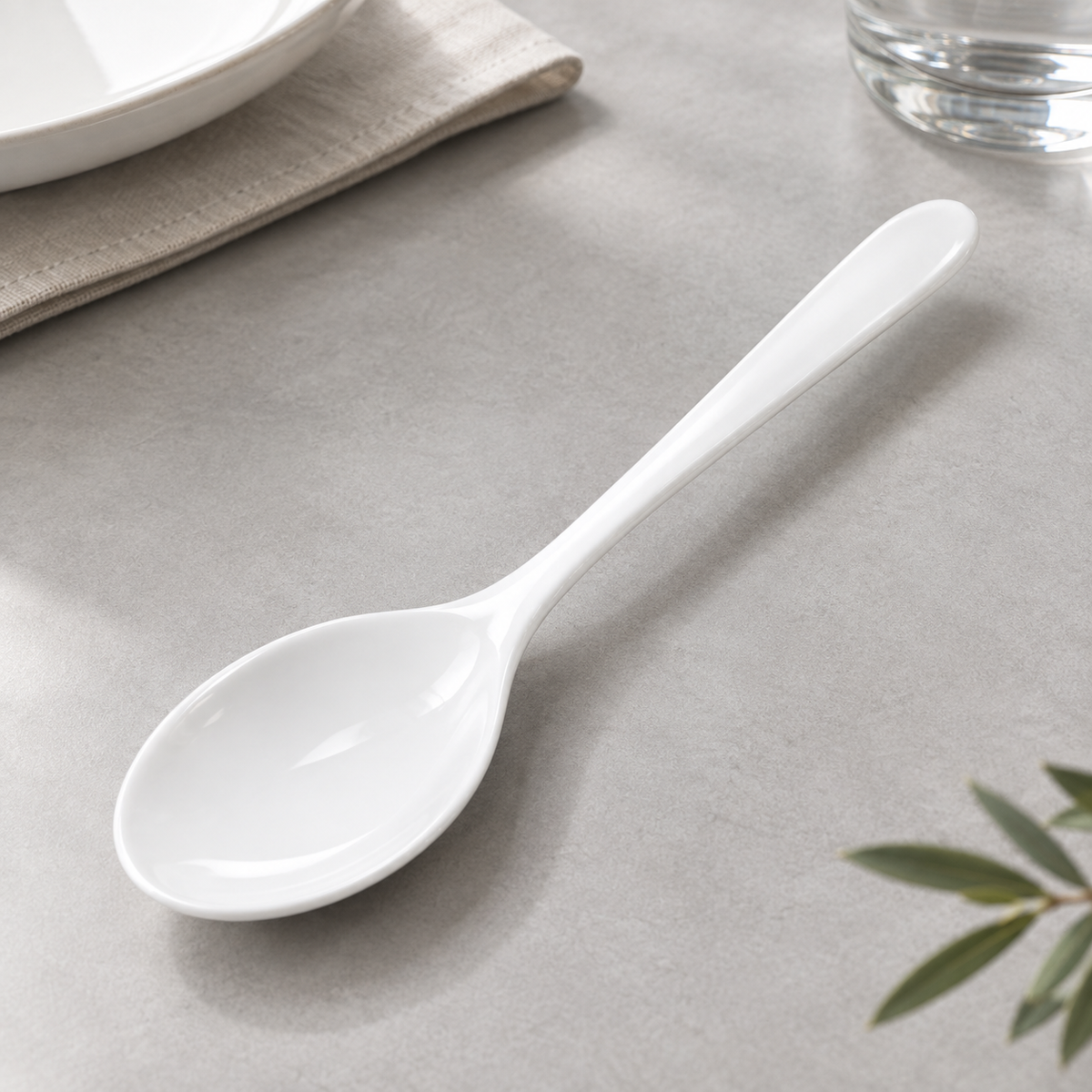 SHOPAVERLY White Porcelain Spoon 15 cm Classic Table Spoon