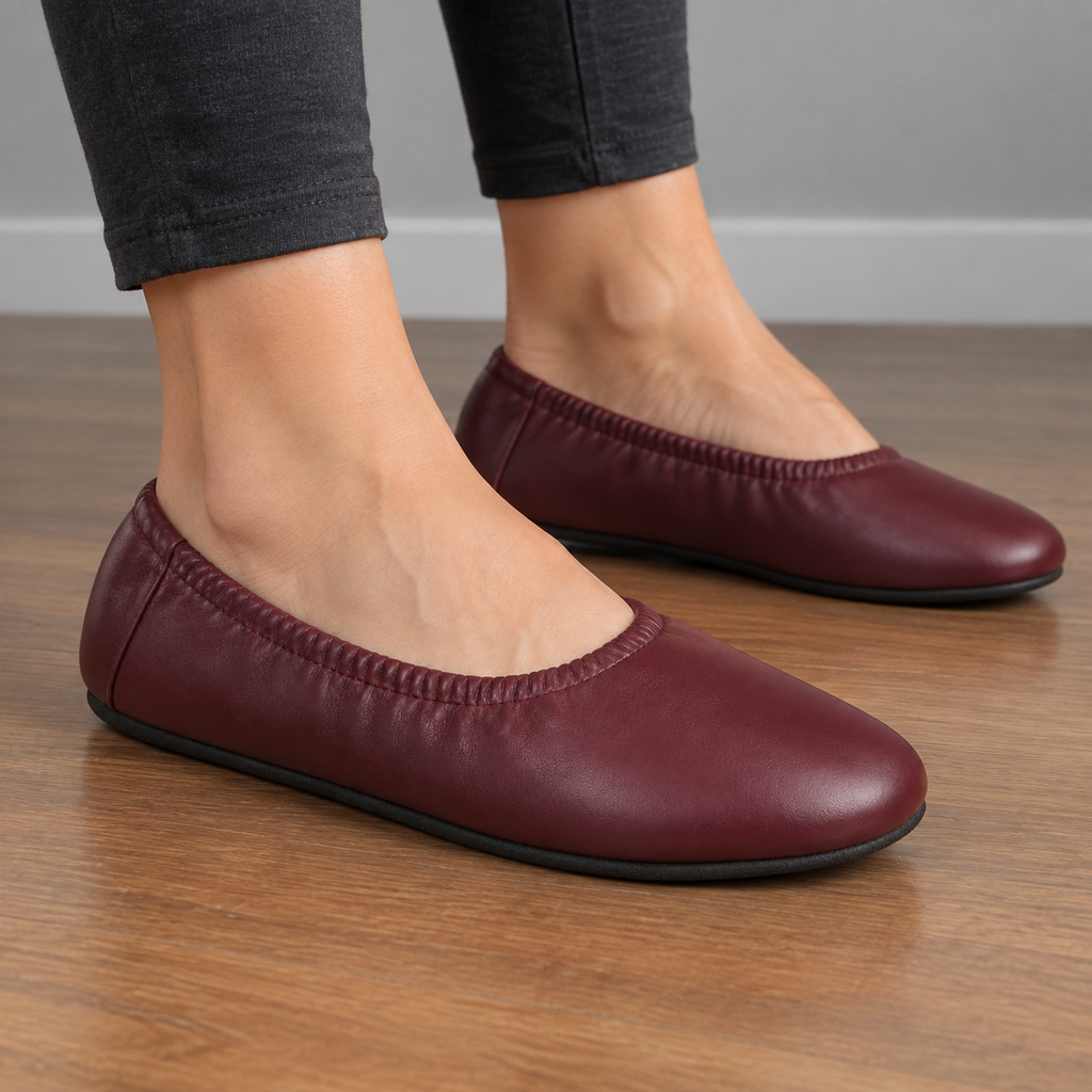 SHOPAVERLY Women's Burgundy Ballet Flats Slip-On