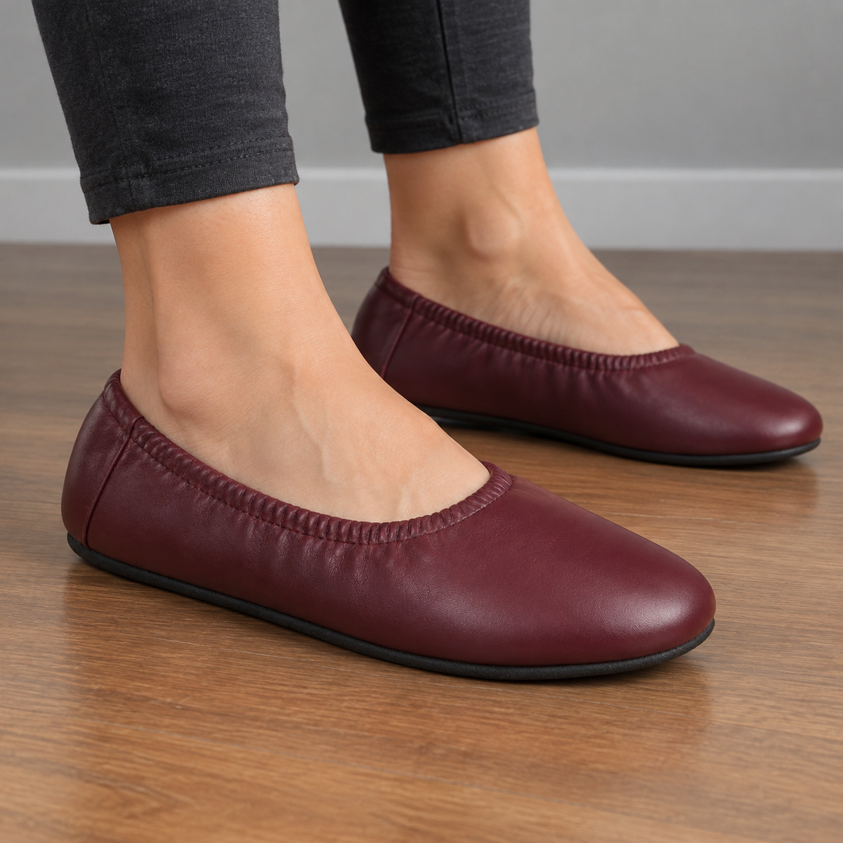 SHOPAVERLY Women's Burgundy Ballet Flats Slip-On